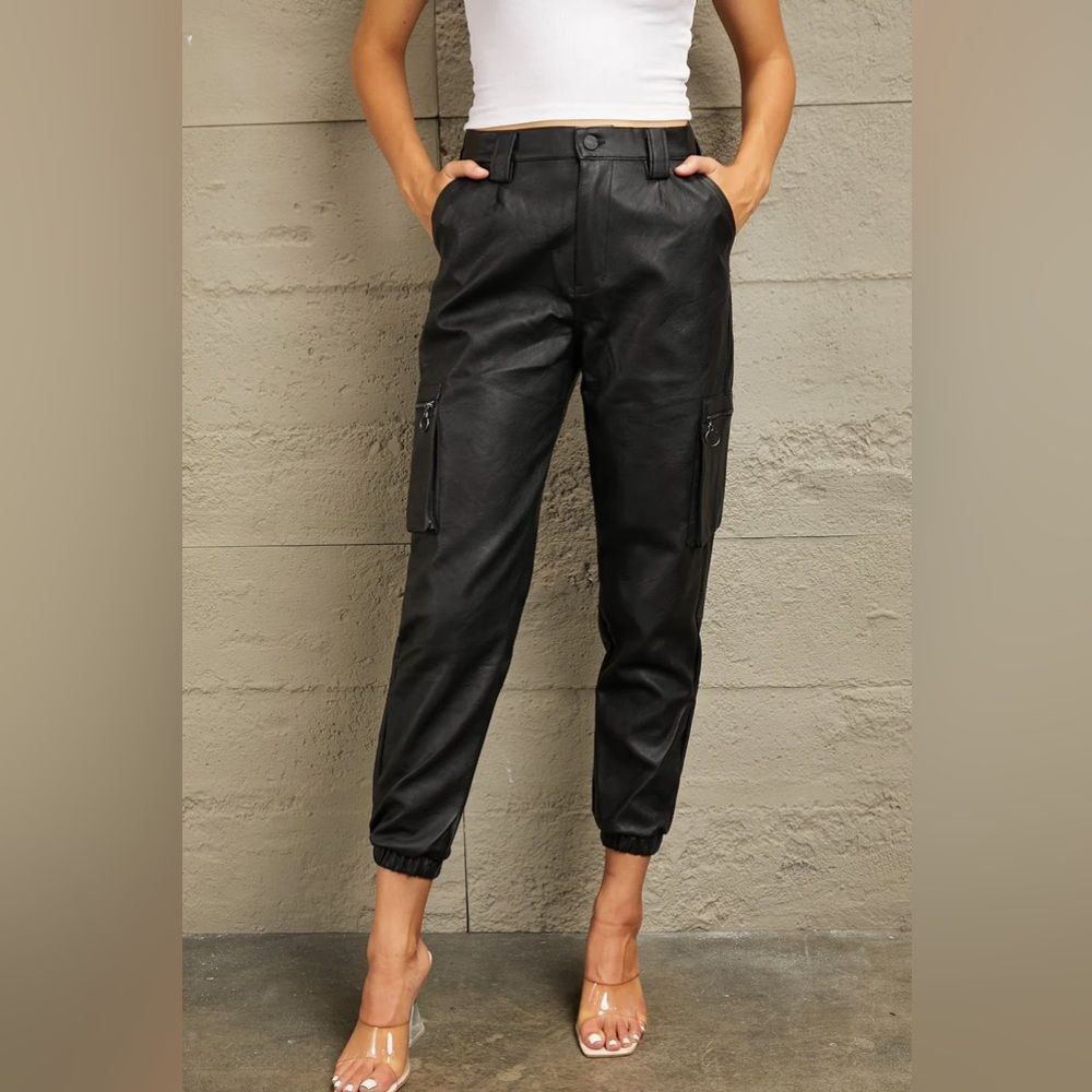 Kancan High Rise Leather Joggers